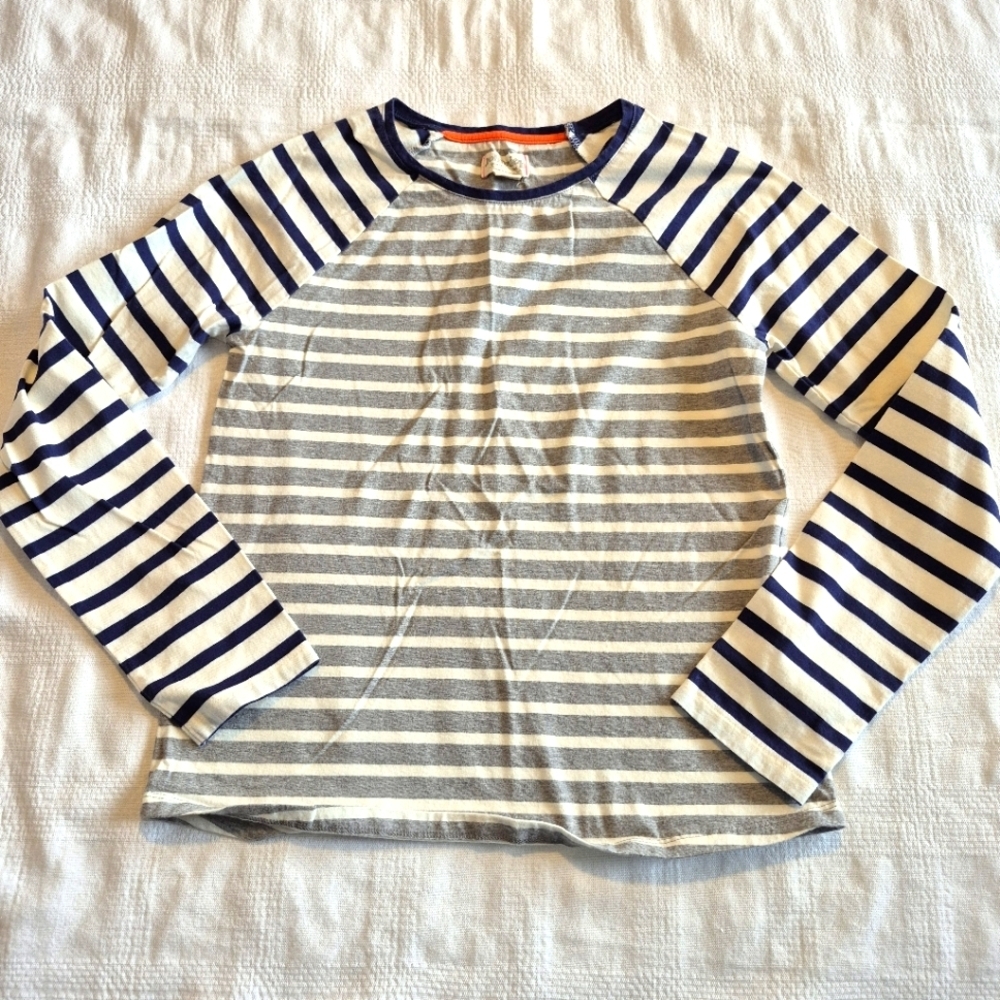 Johnnie B mini boden girls size 13-14 years gray, blue & white long sleeve vguc